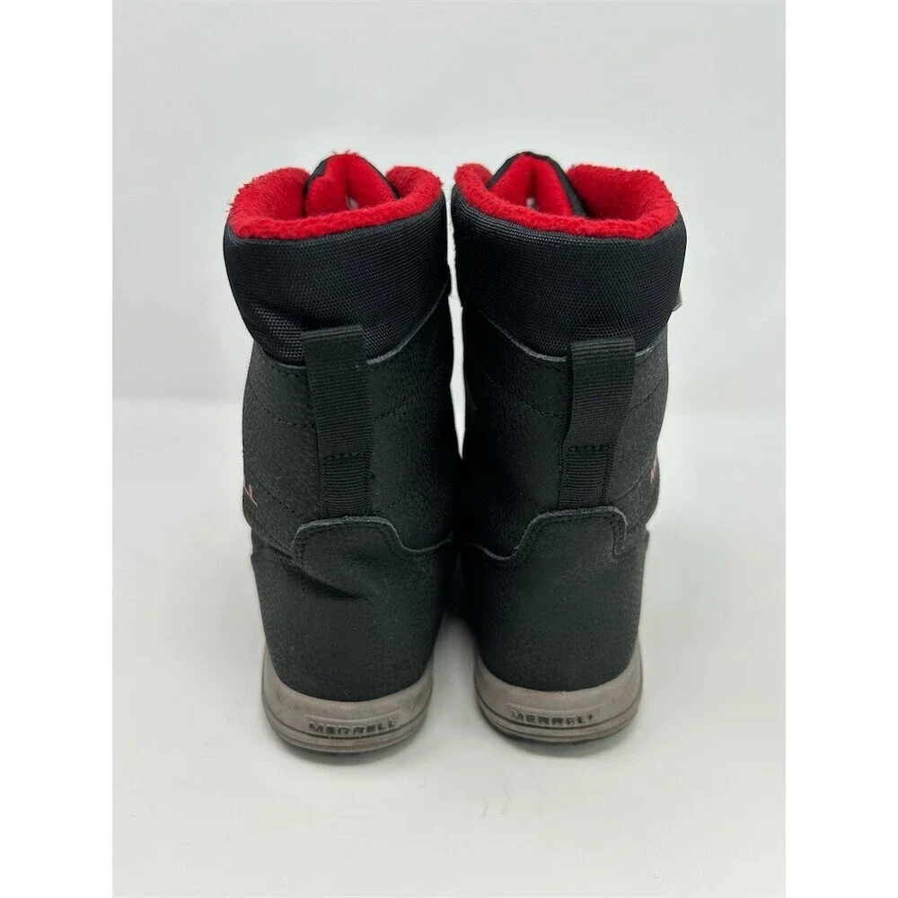 Merrell Snow Storm Kids Winter Snow Boots Waterproof Black/Red Hook & Loop 5